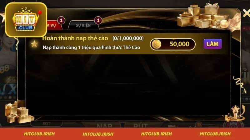 Hoàn thành nhiệm vụ nạp thẻ nhận thưởng