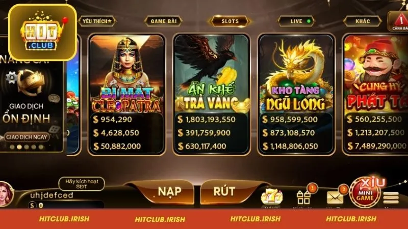 Nổ hũ tại cổng game HitClub có đa dạng siêu phẩm